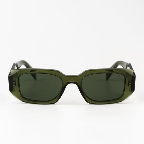 NEW Prada PR17WS 19Z1I0 Transparent Bottle Green Rectangle Unisex Sunglasses - Picture 6 of 13